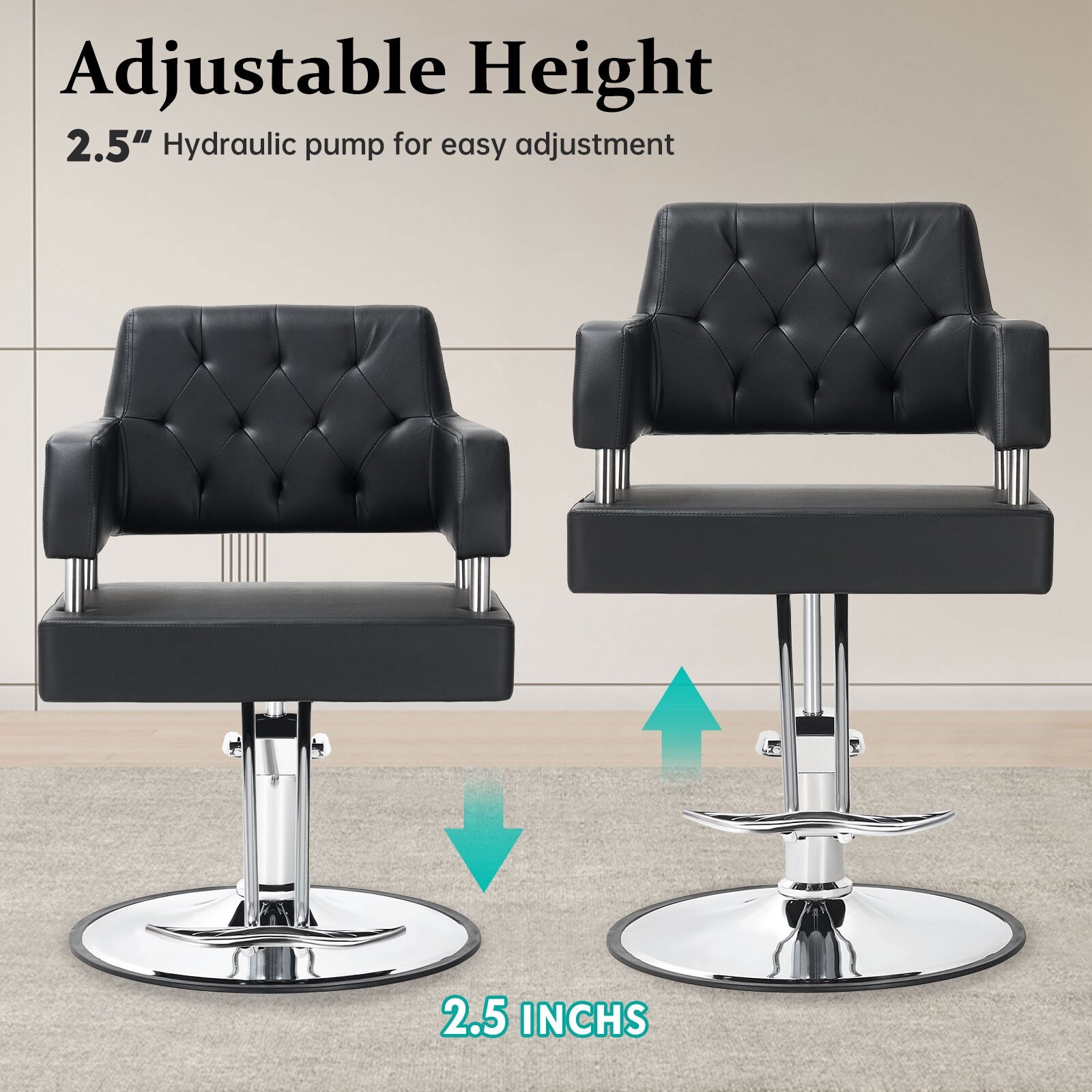 Barber Salon Chair Hair Stylist Hydraulic Pump Adjust Height 360 Swivel Chair