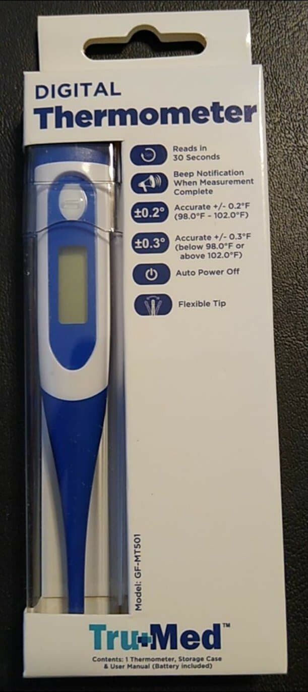 TRU MED Digital Thermometer Oral Model GF-Mt501 30 Second Read Beeps When Done
