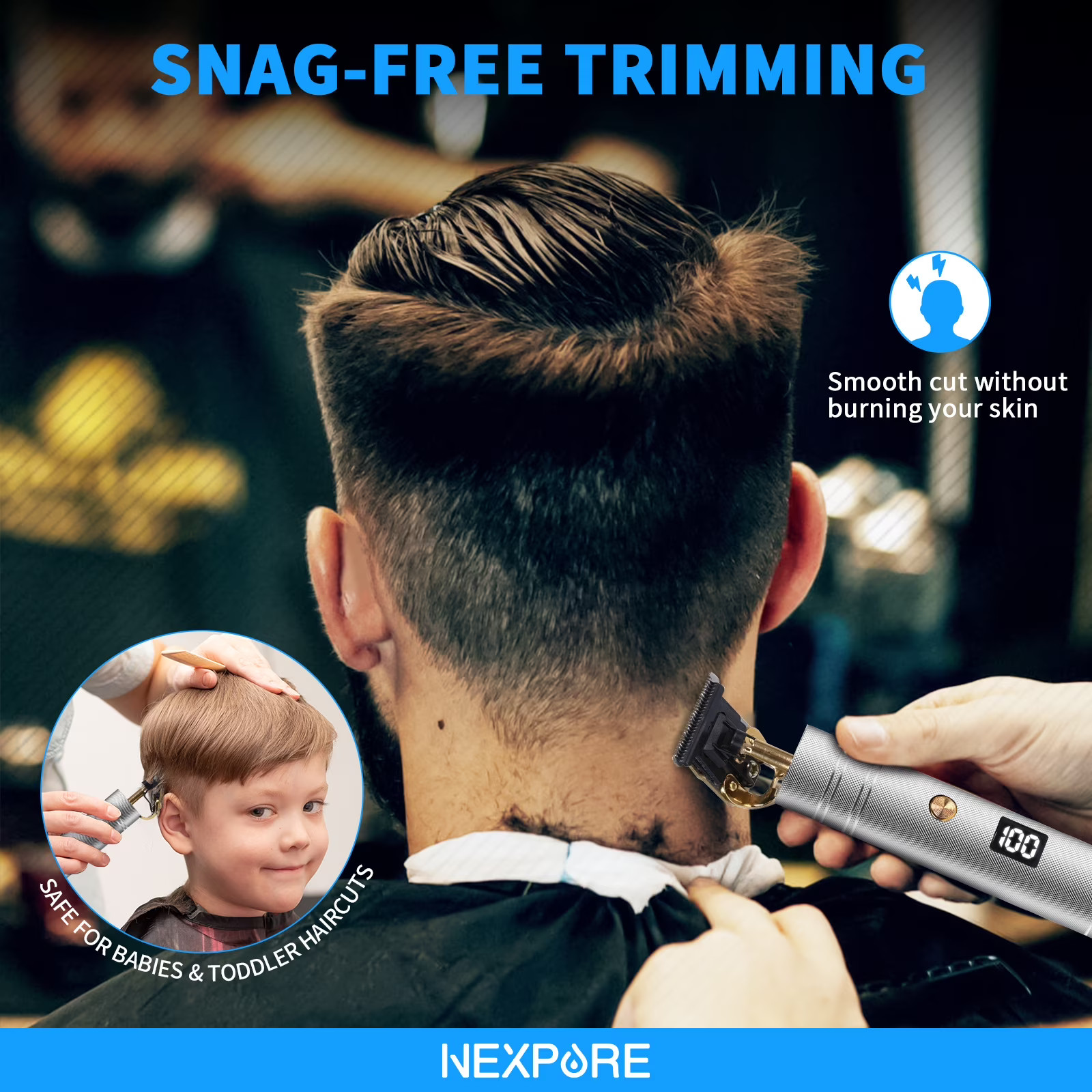 NEXPURE Cordless Hair Clipper Beard Trimmer Set LCD Display FREE SHIP