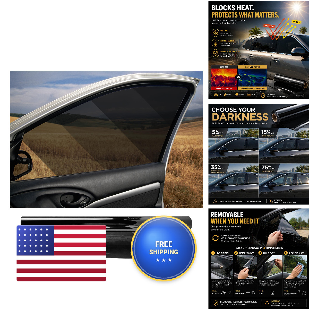 Rp Remarkable Power Car Window Tint Film 5 Vlt 30 In X 30 Ft Uvr 99 Heat Uv