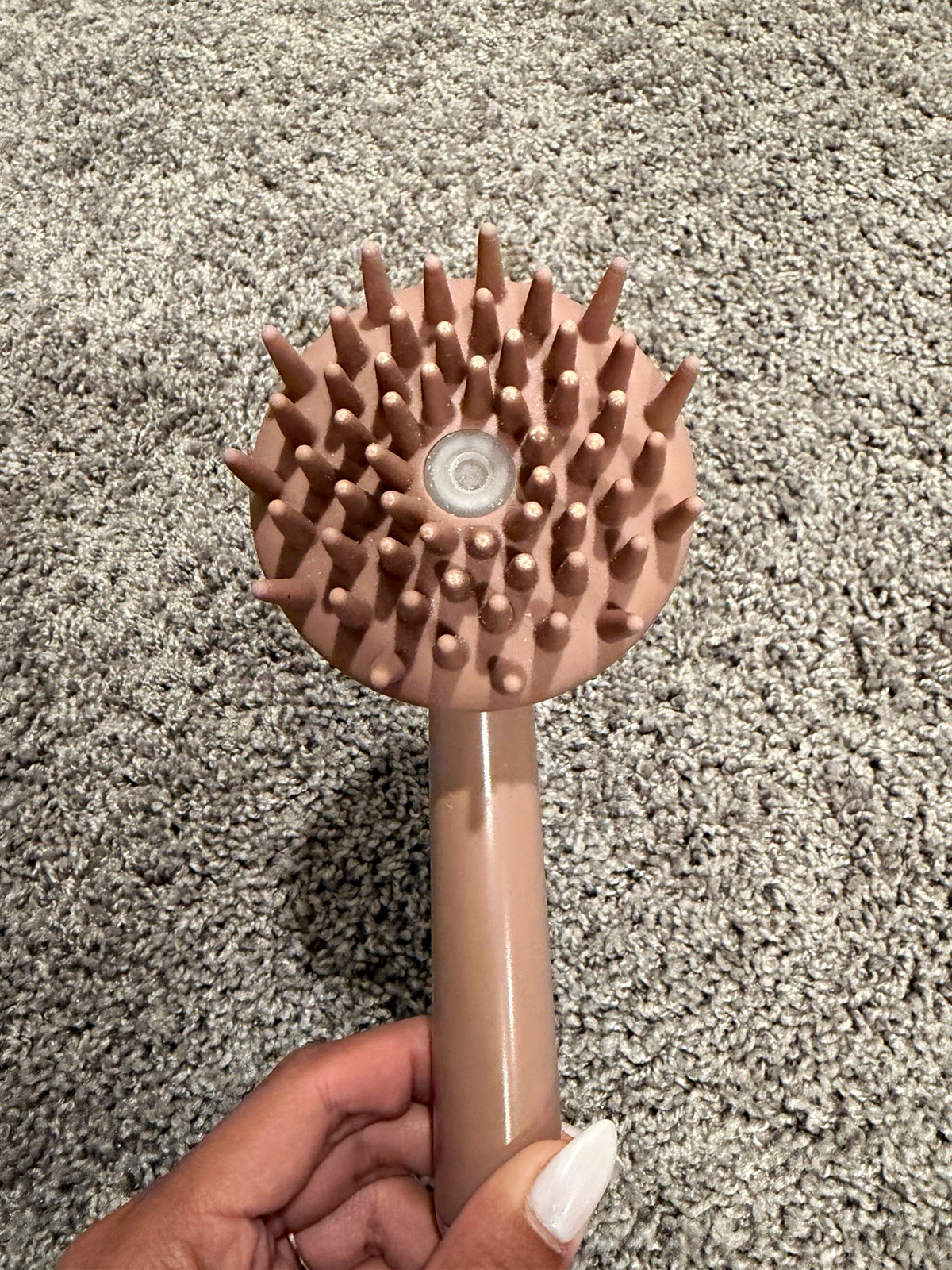 Handheld Manual Head & Scalp Massager Brush, Beige Plastic, Acupuncture 8.5 in