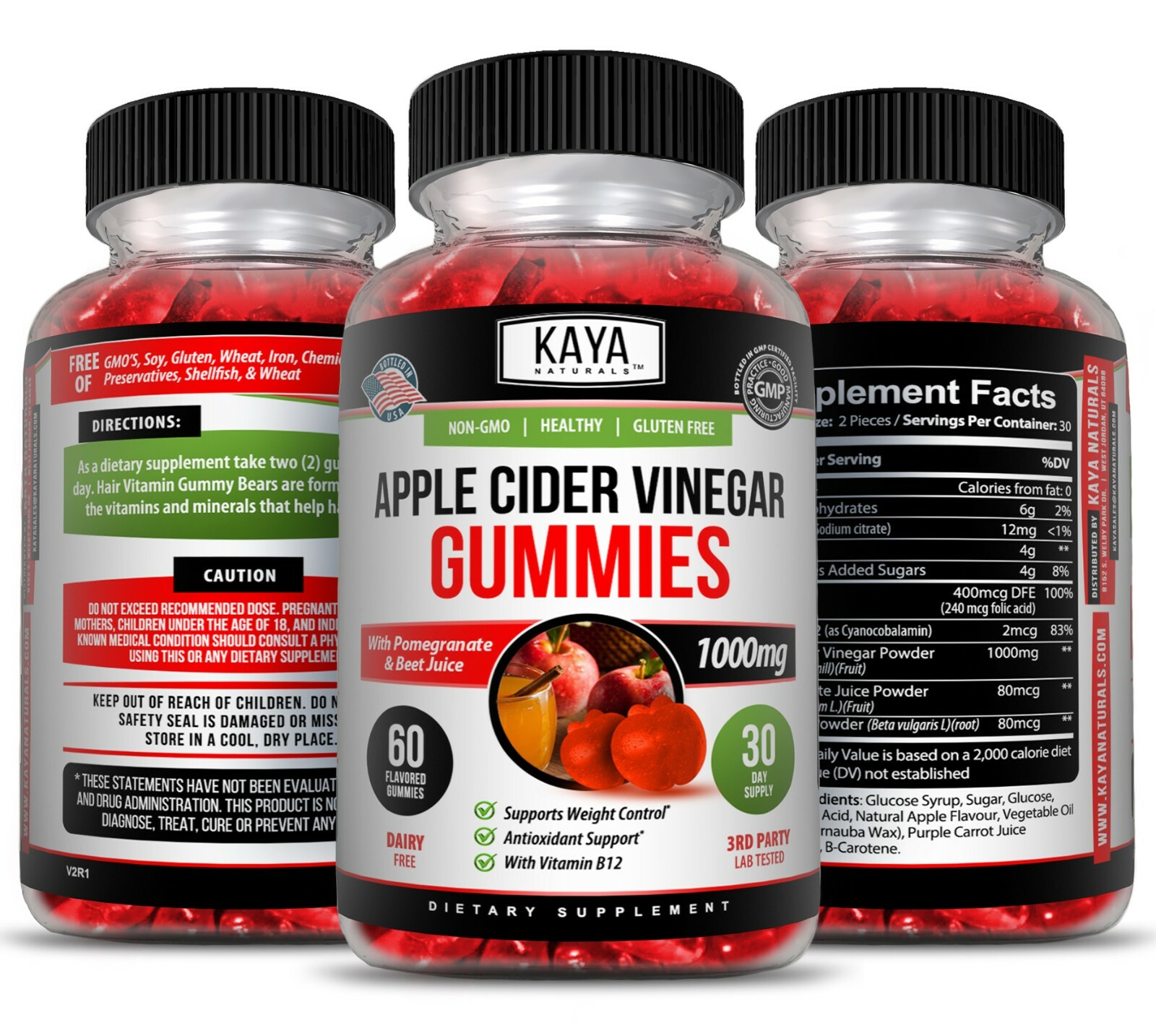 Apple Cider Vinegar Gummies 1000mg for Weight Loss & Cleanse – Compare to Goli