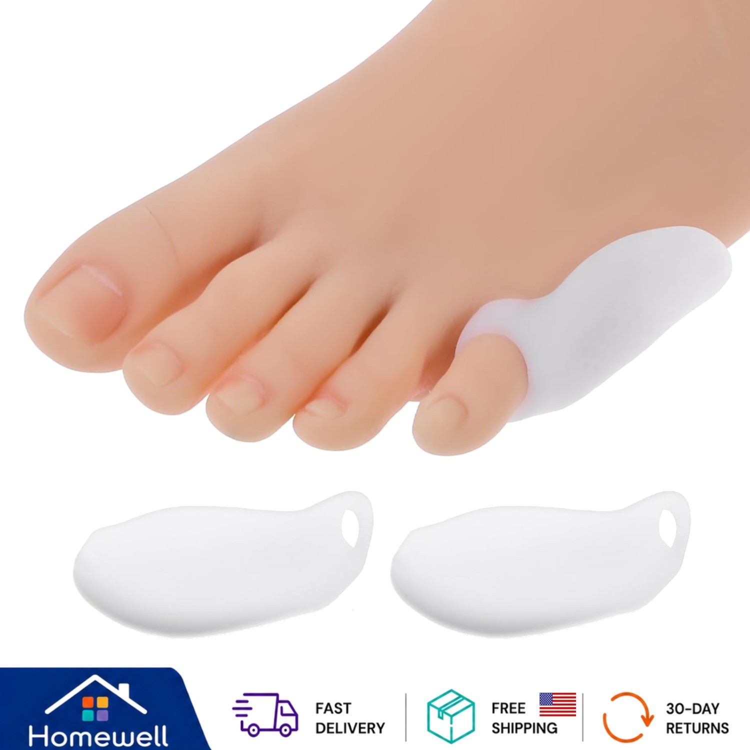 Instant Relief Bunionette Cushions – 8 Soft Gel Toe Protectors for Adults