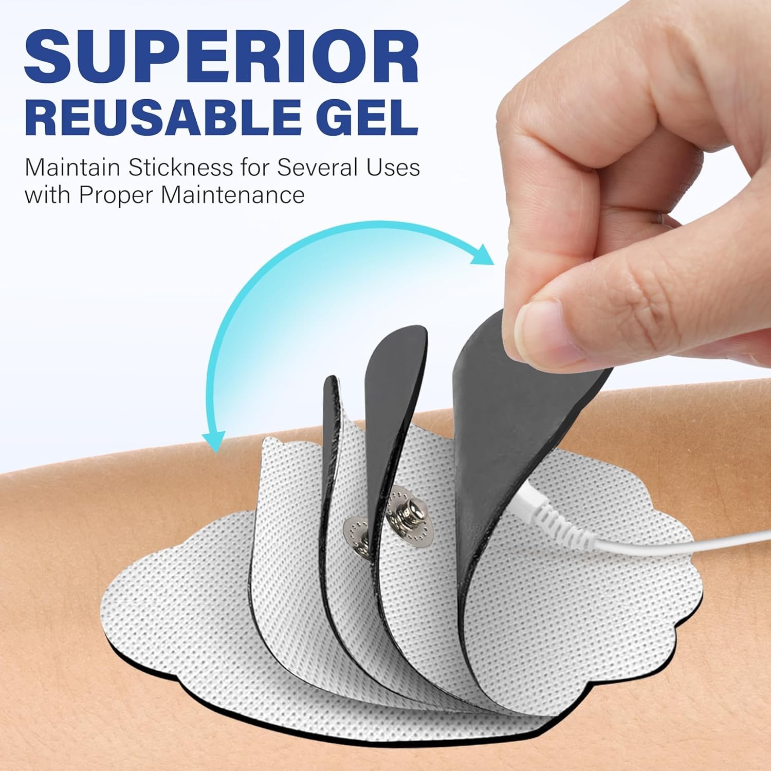 40 Pack TENS Unit Replacement Pads Snap On Self-Adhesive Electrode Pads Reusable