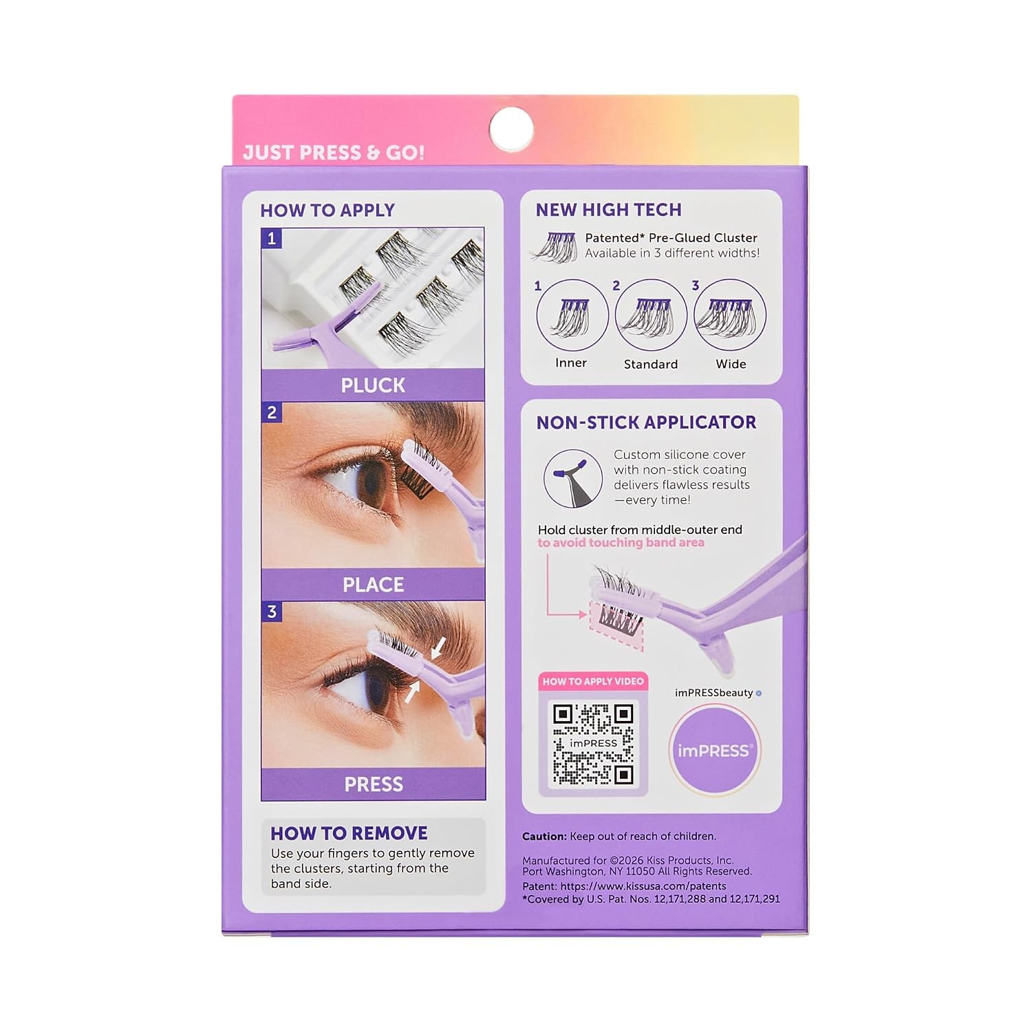 Kiss Impress Falsies: Self-Adhesive, No Glue, 12-14mm Glam Volume Lashes