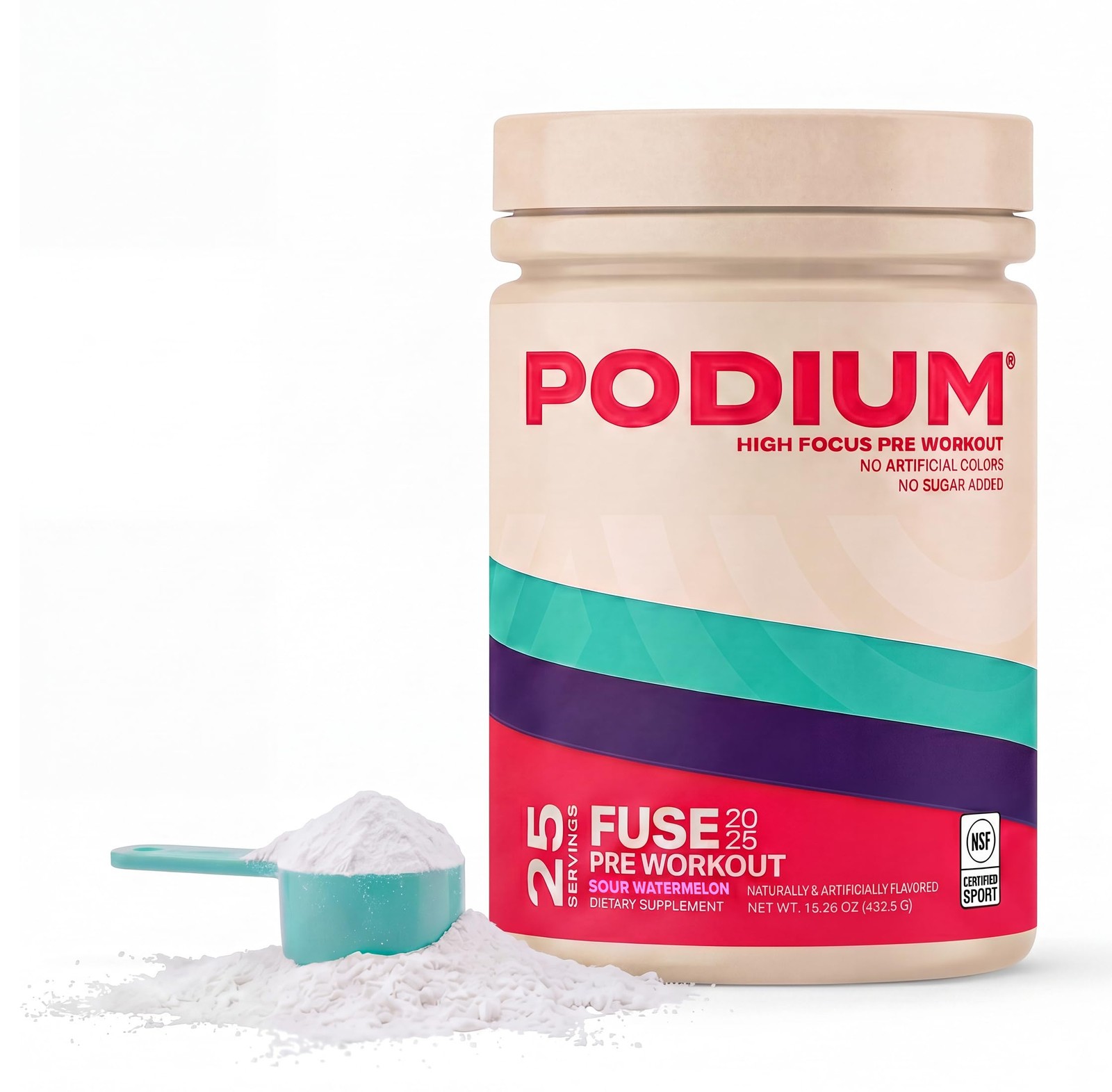 Podium Nutrition, Fuse 2025 Pre Workout Powder, Sour Watermelon, 25 Servings,