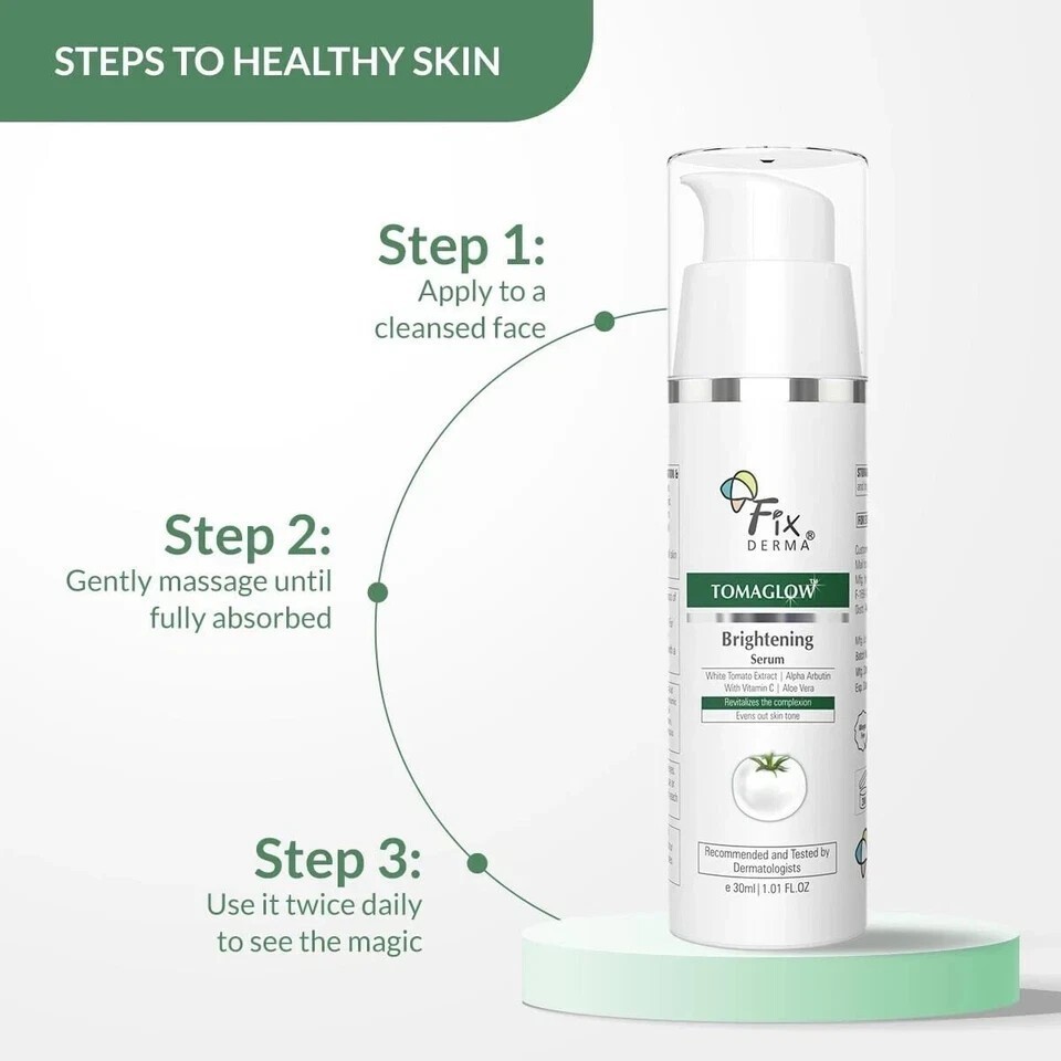 Fixderma TomaGlow Skin Brightening Serum for Face with 4% Niacinamide 30ML