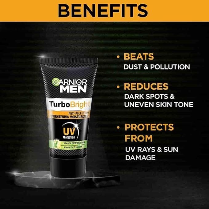 5 PC’s Garnier Men Turbobright Anti-Pollution Brightening Moisturiser face cream