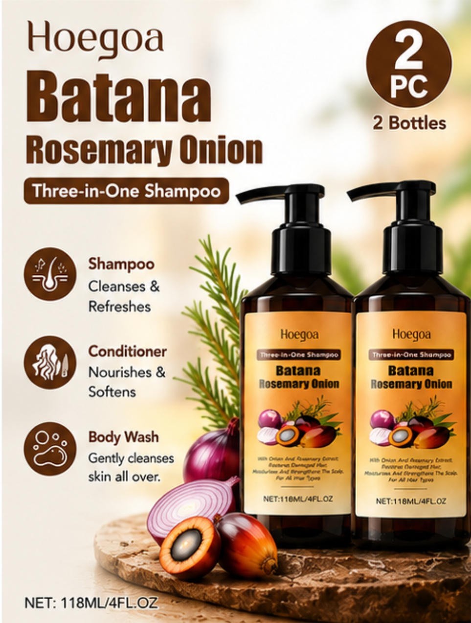 Nourish Strengthen RestoreBatana Rosemary Onion Shampoo3-in-1 Hair & Body Care