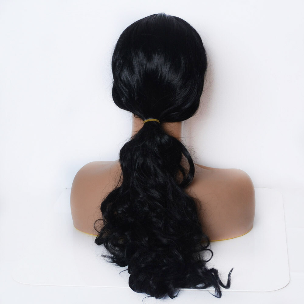 27″ Black Loose Body Wave Long Brazilian Human Hair Full Wig Women Curls 70cm US