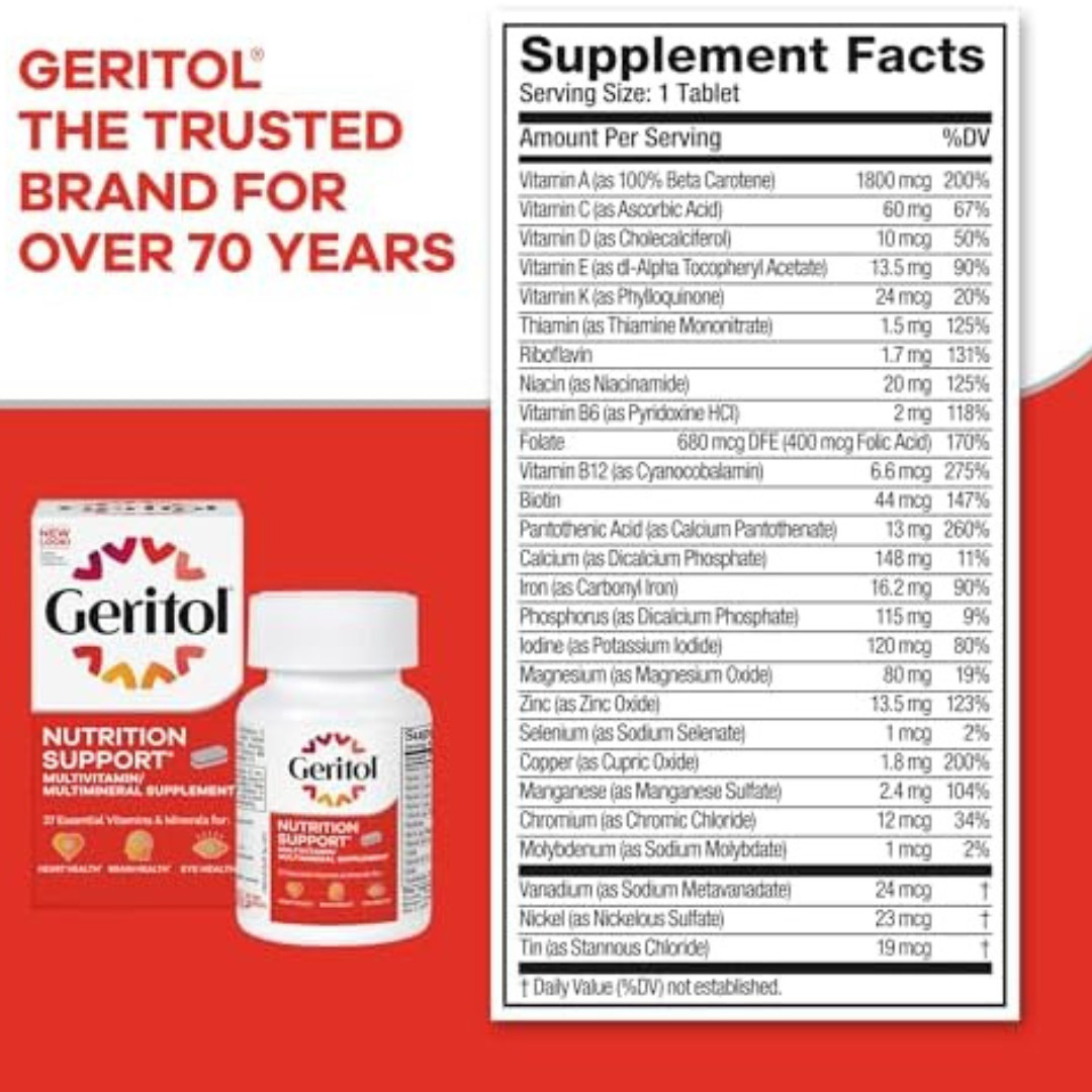Geritol, Multivitamin Supplement, Contains B-Vitamins, Antioxidants,…