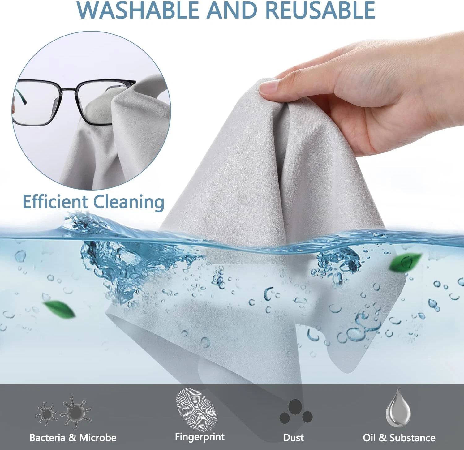 Extra Large Microfiber Cleaning Cloths (12″x 12″) for Eyeglasses, Lens, Glasses,