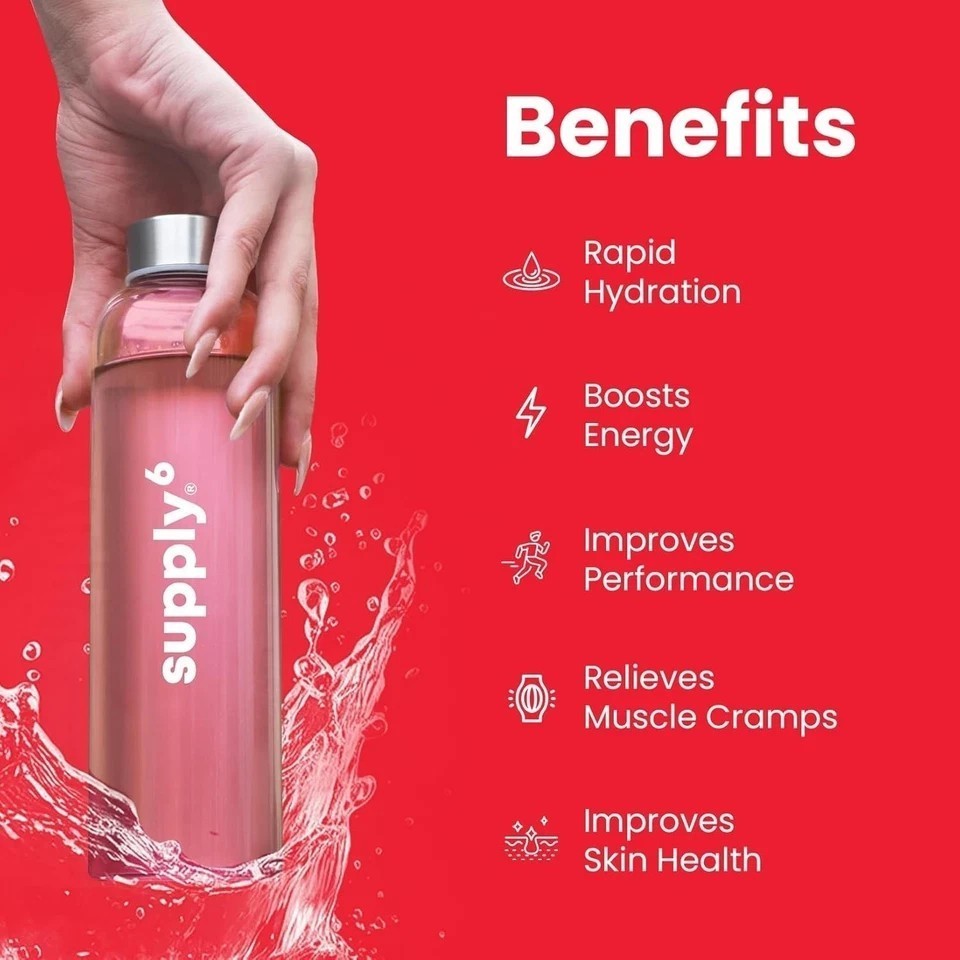 Supply6 Salts | Electrolyte Mix | Zero Added Sugar, (18 Servings, Watermelon)