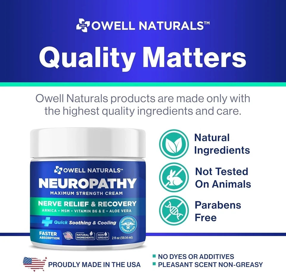 Neuropathy Nerve Relief Cream All Natural for Feet, Hands, Legs Toes