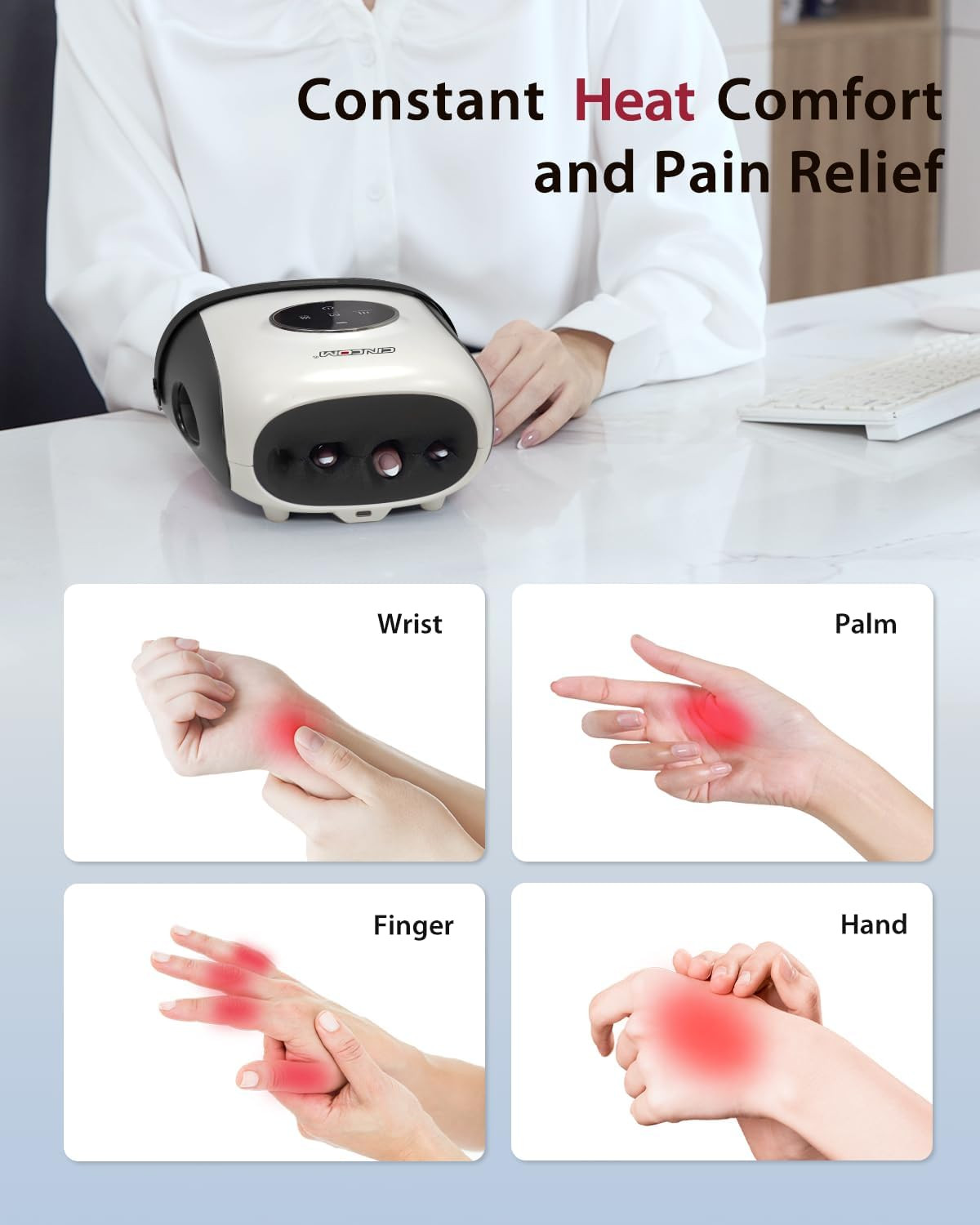 Hand Massager with Heat and Compression, Finger and Palm Massage Machine for Pai