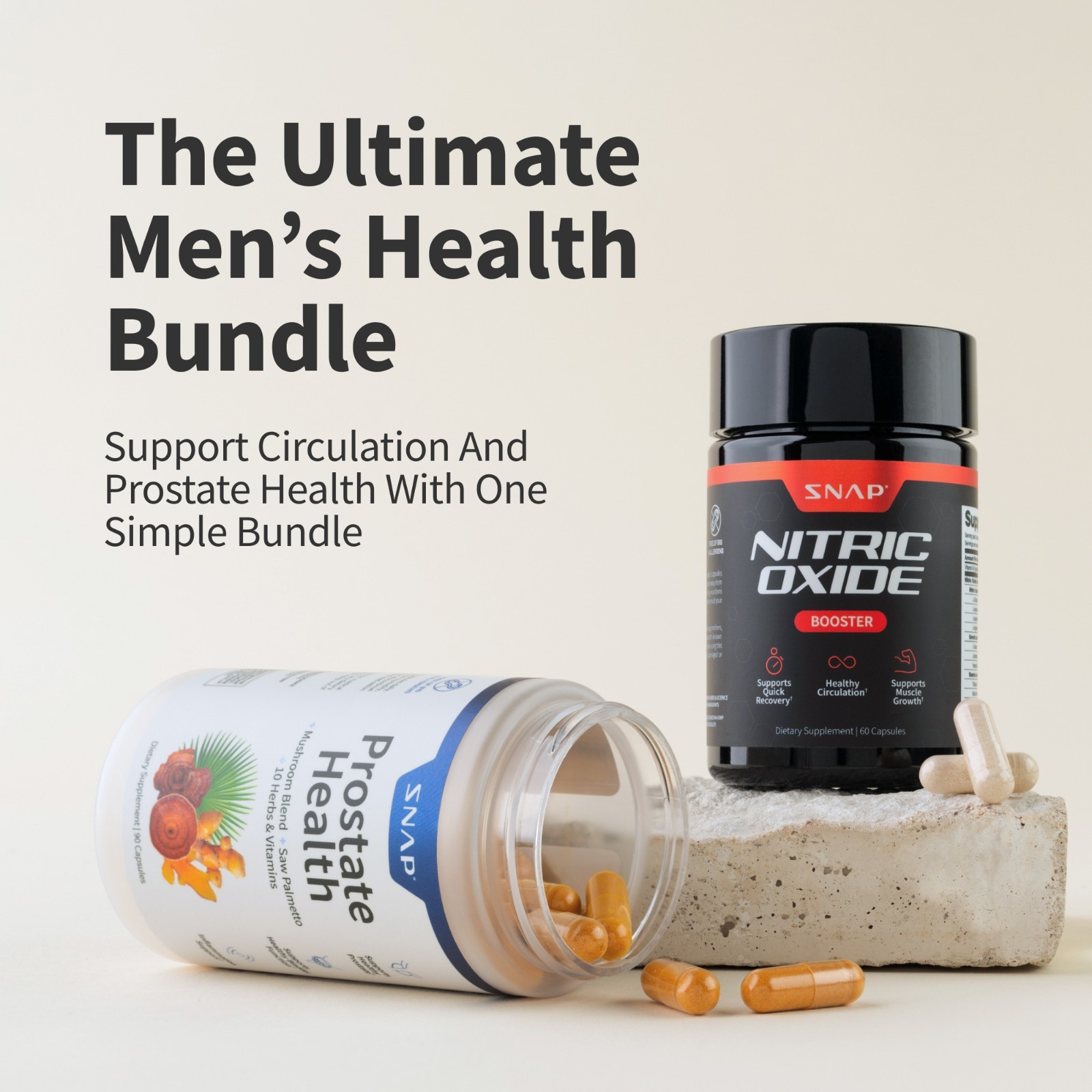 SNAP Nitric Oxide Booster & Prostate Health Bundle Saw Palmetto 180 Capsules