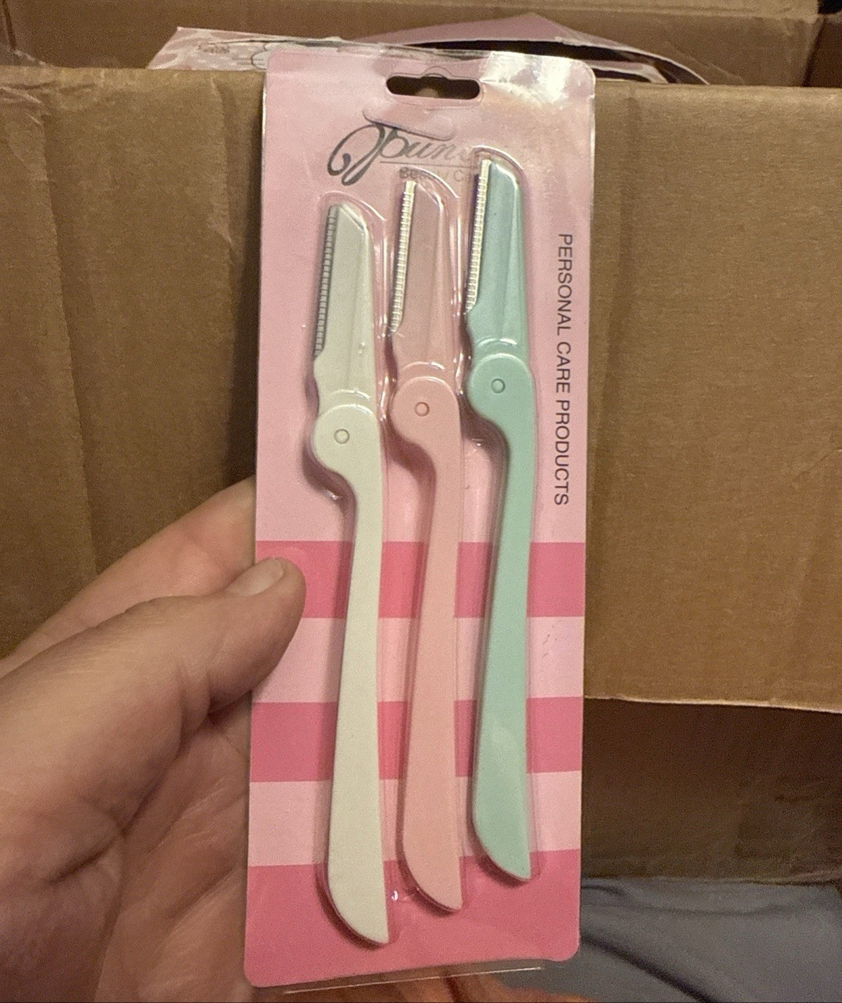 Pun Disposable Eyebrow Razor 3-Pack for Women Face/Eyebrow, White Pink Green