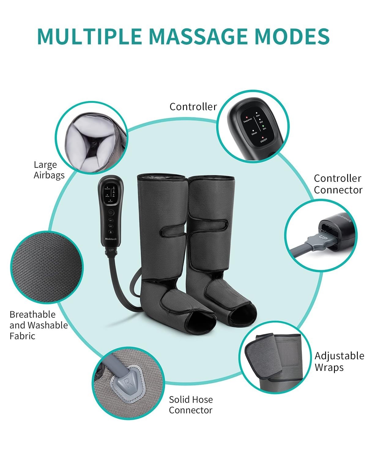 Leg Compression Massager for Circulation & Relaxation | 2 Modes, 3 Intensities,