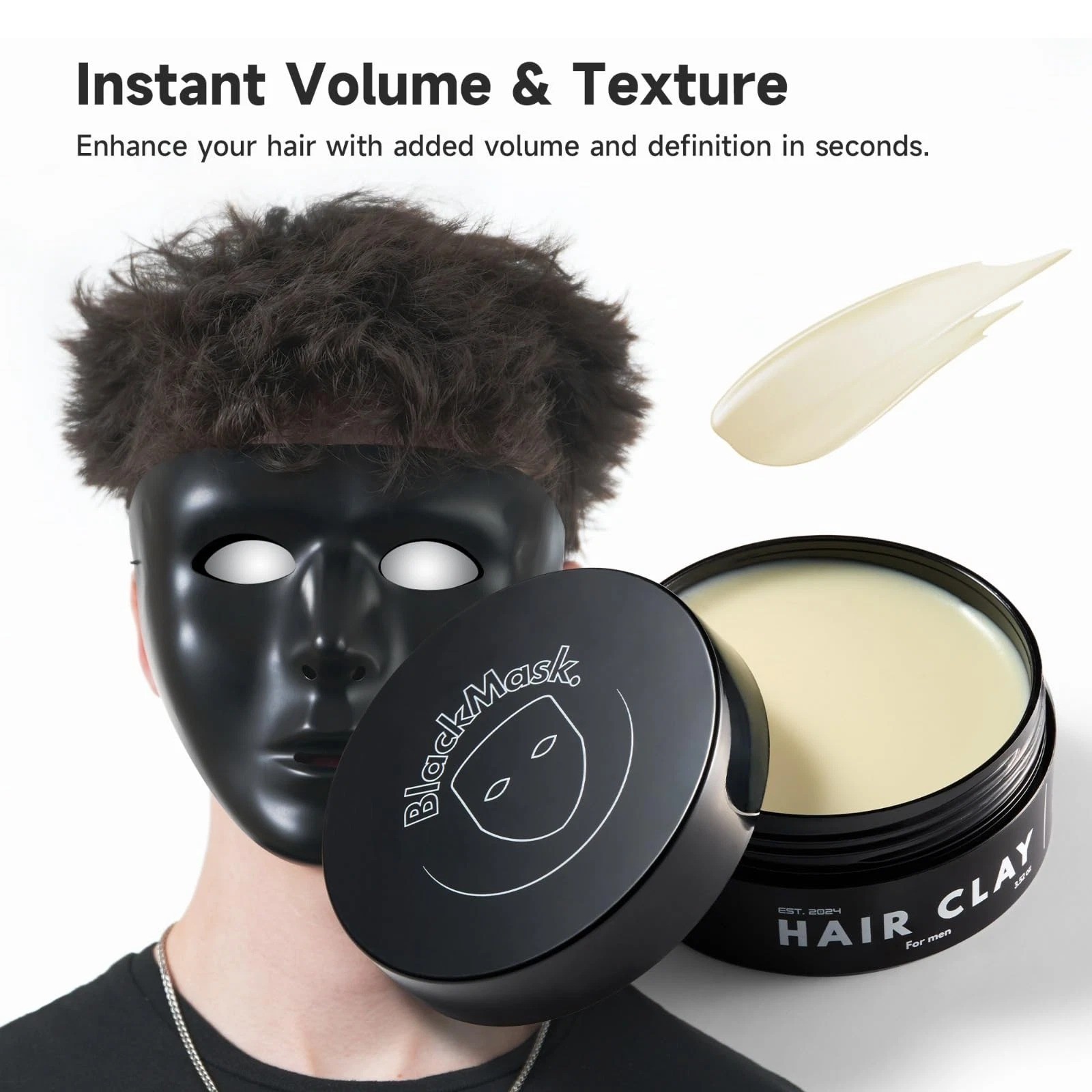 BlackMask Hair Clay for Men (3.52 oz) Matte 3.5 Ounce (Pack of 1), Grey