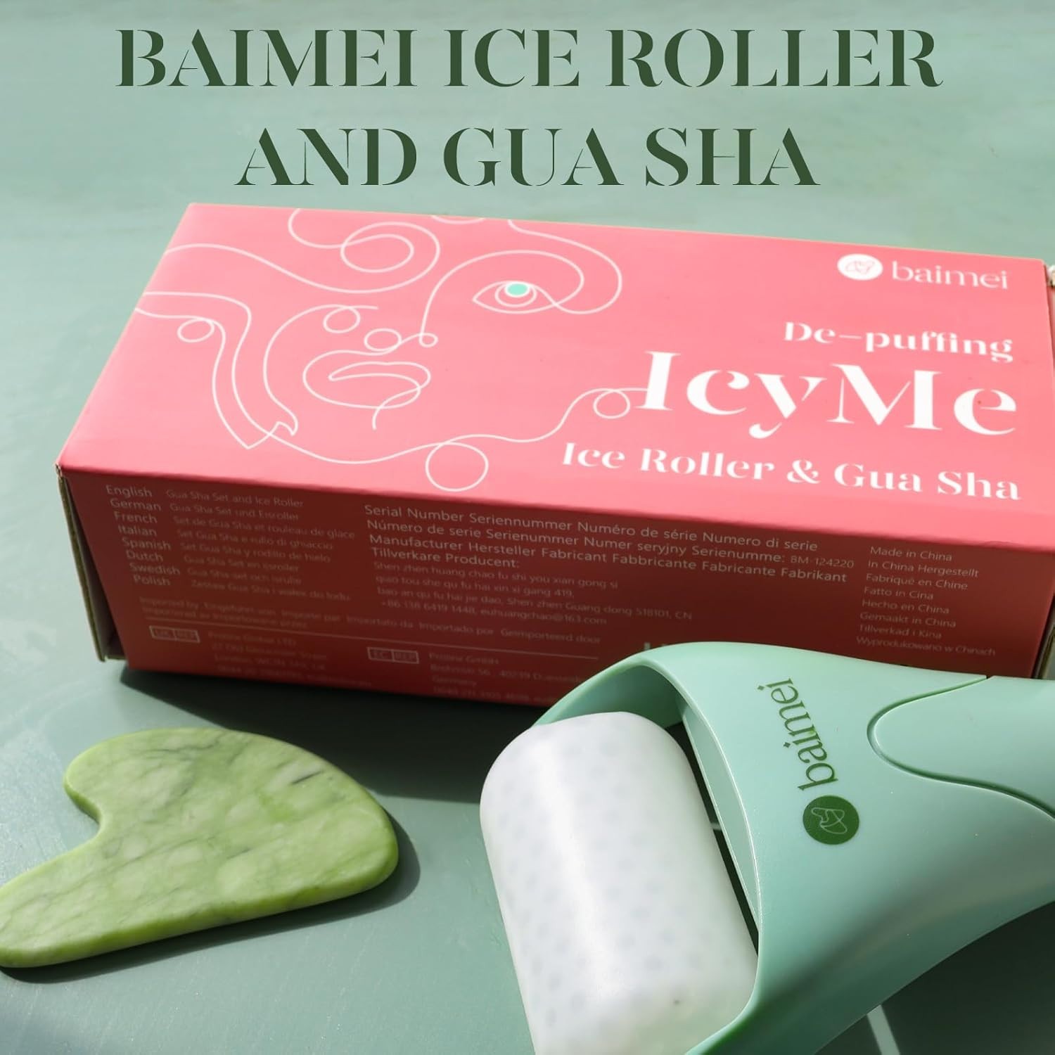 BAIMEI IcyMe Cryotherapy Ice Roller and Gua Sha Facial Tools Reduces Puffiness,