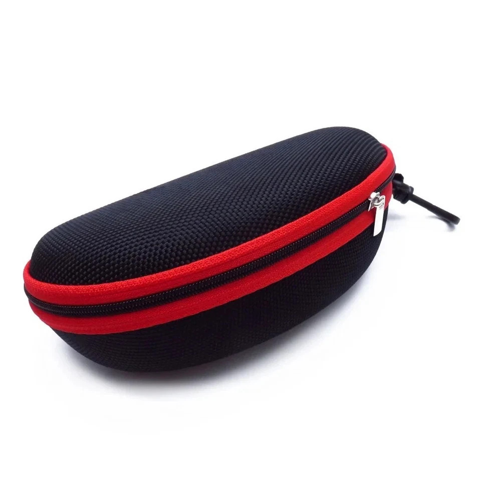 Portable Sunglasses Eyeglasses Case Zipper Hard Shell Box With Clip Black