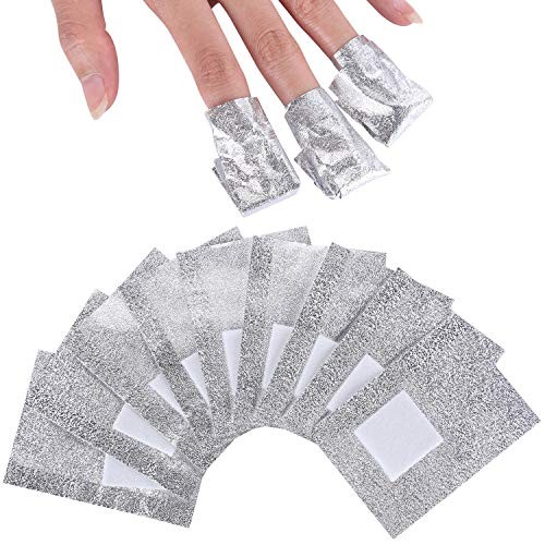 600 PCS Nail Foil Wraps, Soak off Foils with 1.22 inch Cotton Pads for Gel