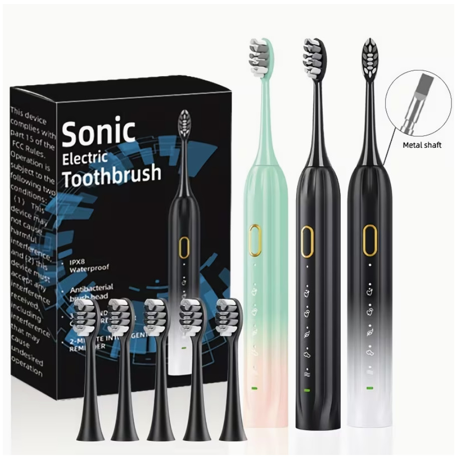 IPX8 Sonic Electric Toothbrush, USB Direct Charging, Couple Style with Replaceab