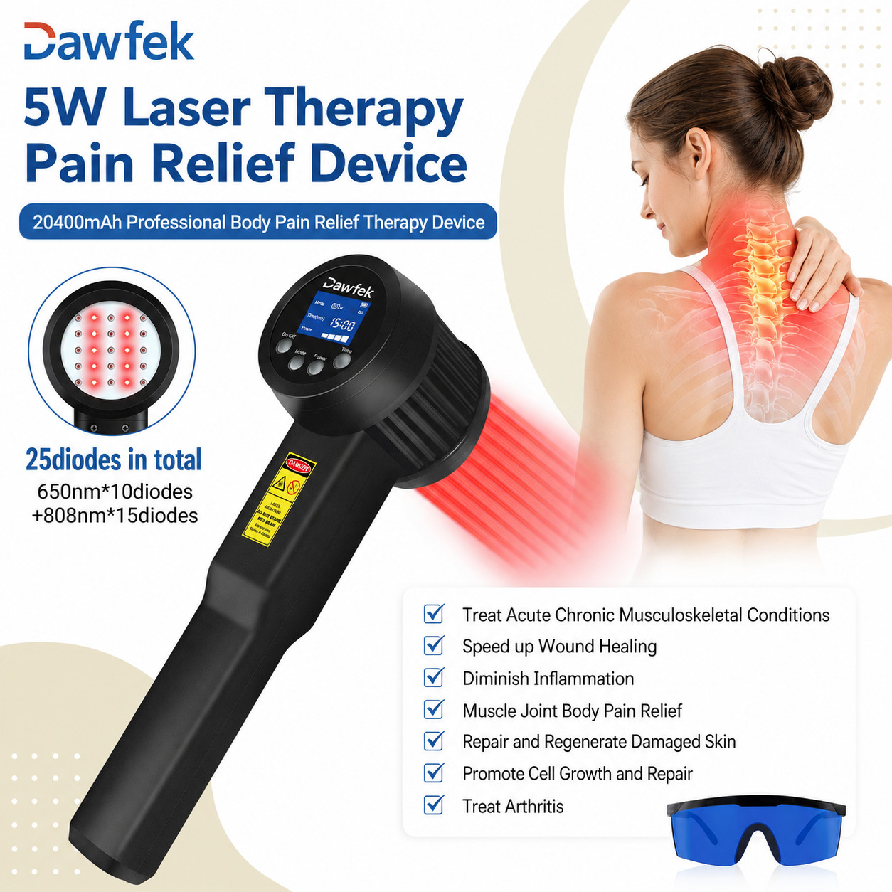 5W Cold Laser Pain Relief Machine Handheld Home Device for Shoulder Injury Care