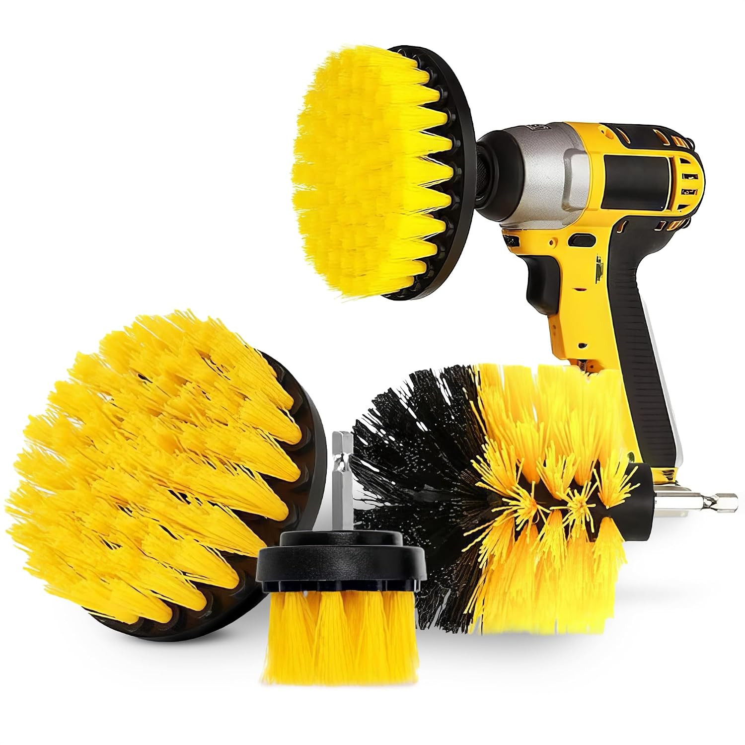 Brush Attachment for Drill, 1/4 In Hex Shaft; Use on Car Detailing, Carpet,