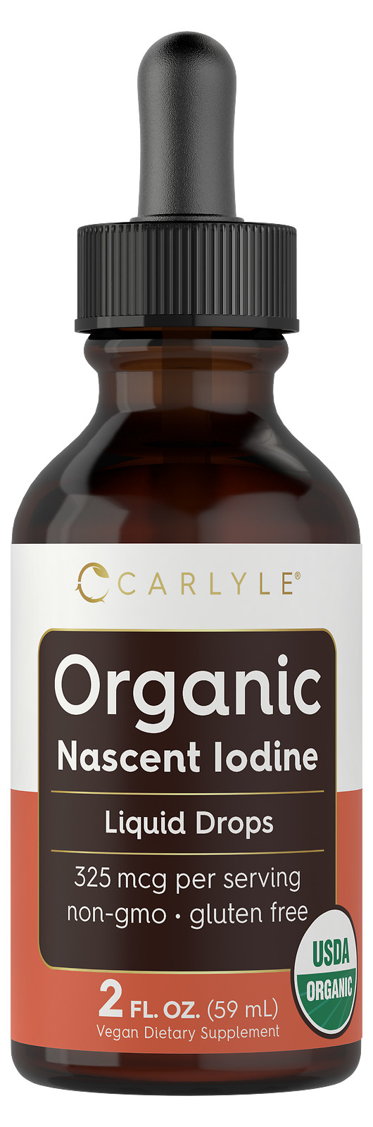 Organic Nascent Iodine Liquid Drops | 2 fl oz | Vegan | Non-GMO | by Carlyle
