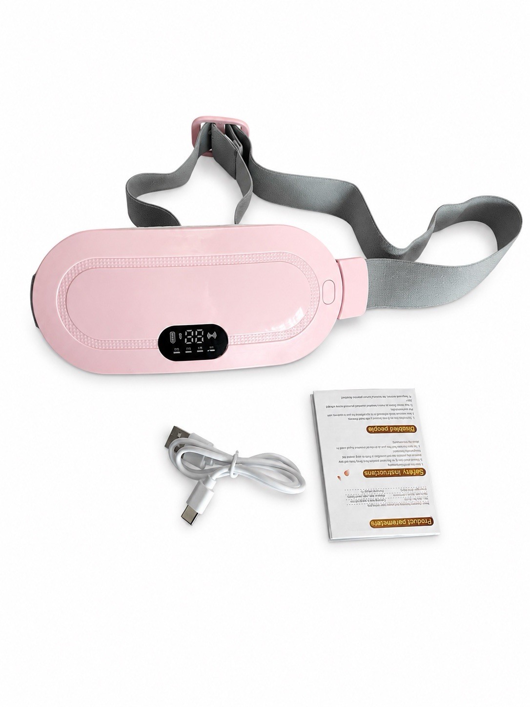 Wireless USB Electric Heating Pad Belt, Adjustable Strap, Purple