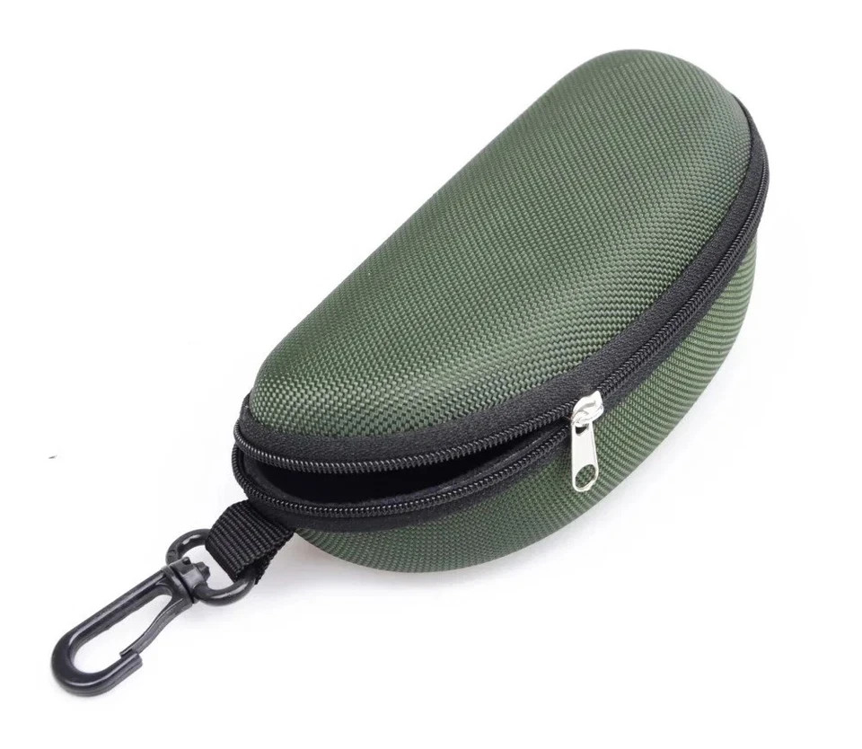 Portable Sunglasses Eyeglasses Case Zipper Hard Shell Box With Clip Black