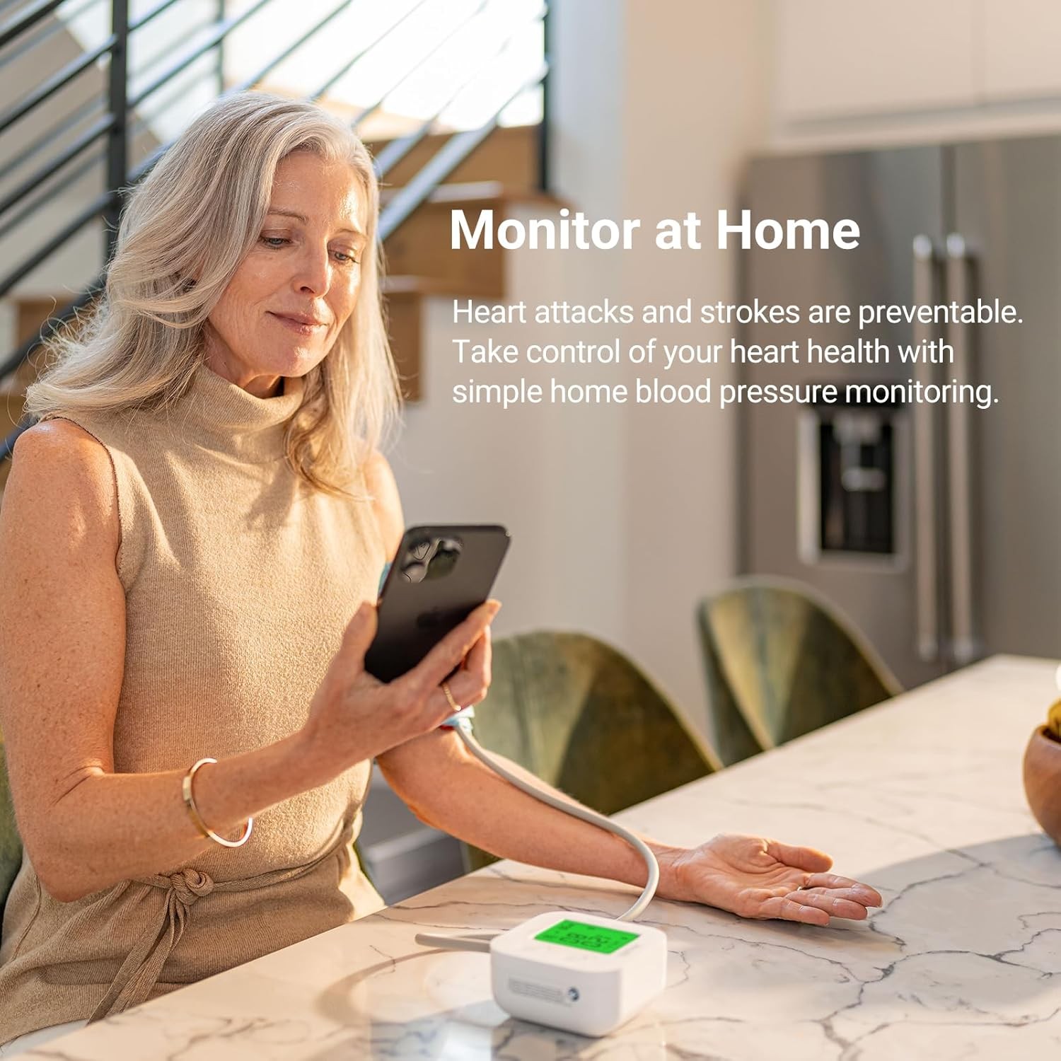Track Smart Upper Arm Blood Pressure Monitor with Wide Range Cuff That Fits Stan