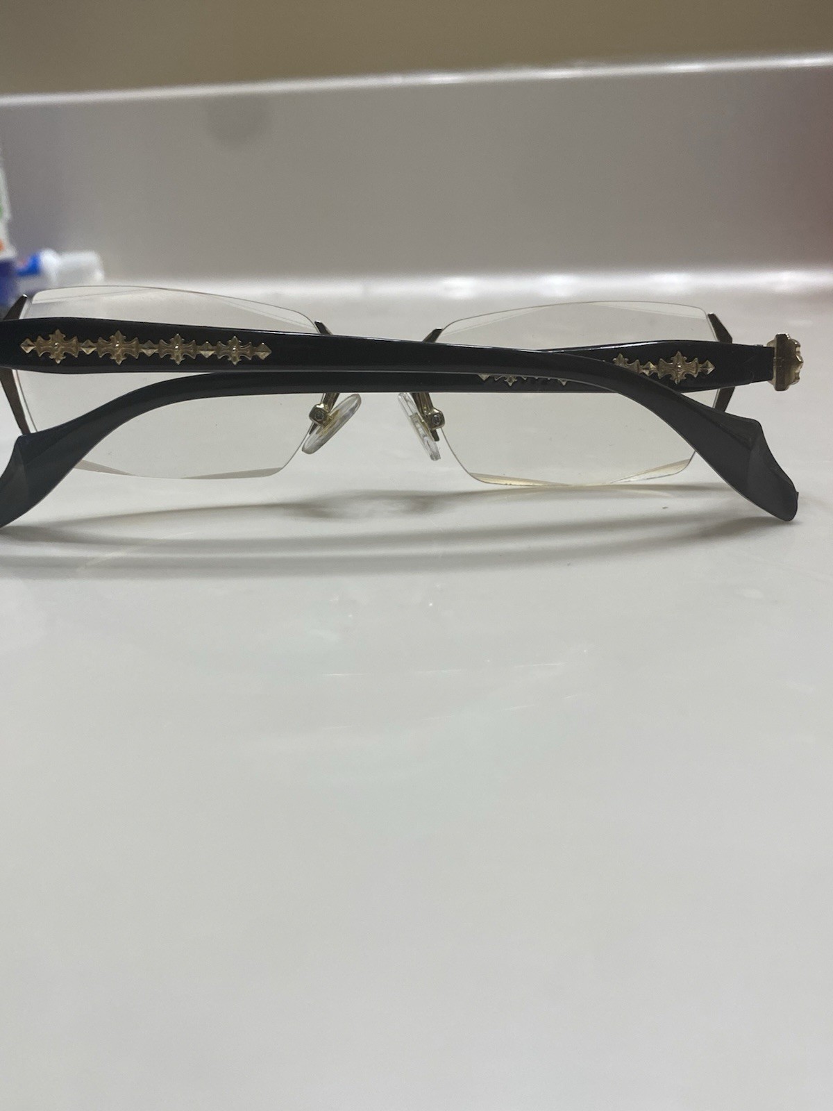 Rimless Metal Eyeglasses Frames Black Solid Unisex Adults Rimless Style