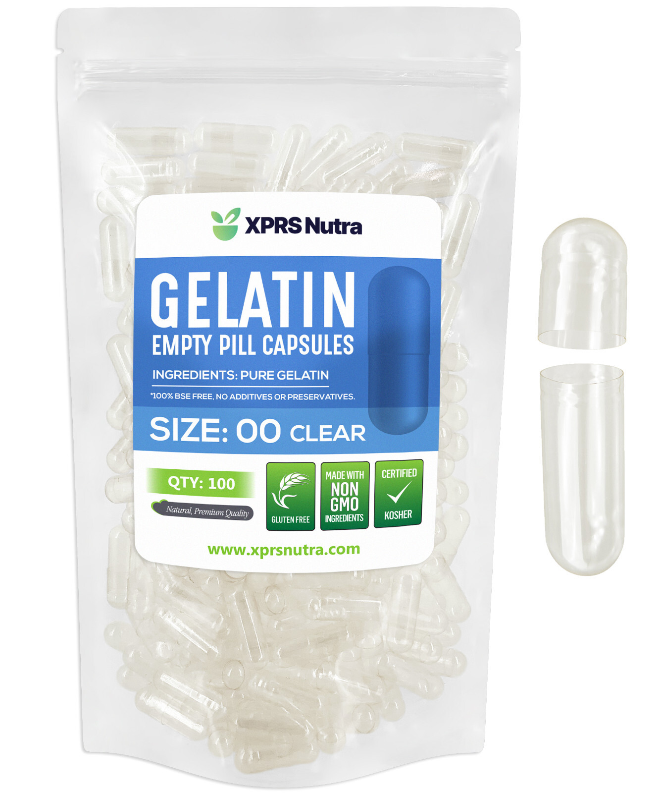 Capsules Express- Size 00 Clear Empty Gelatin Capsules Gelcaps Pills Caps