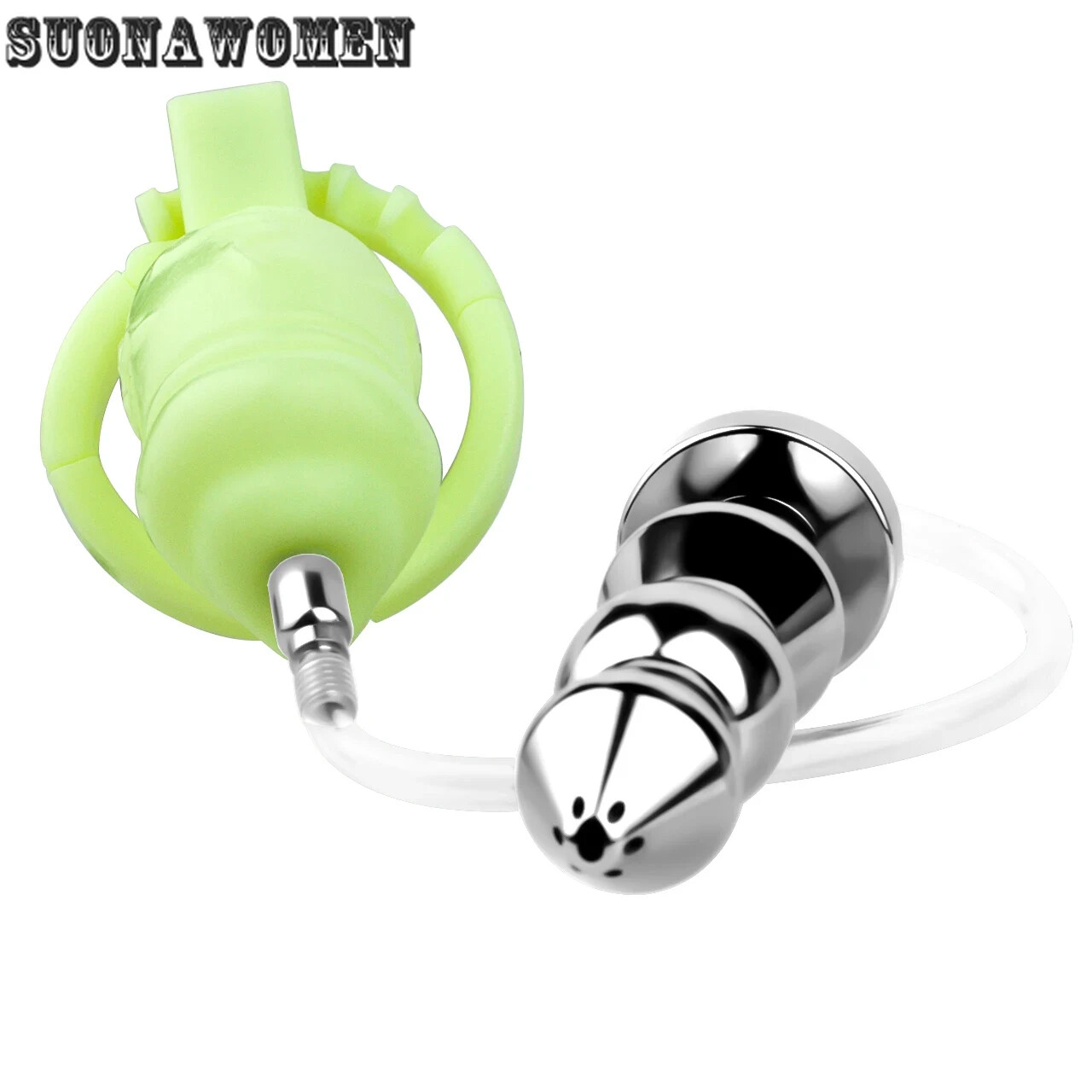 Chastity Cage with Metal Combination Plastic Cage with Self-Adjusting Snap Rings