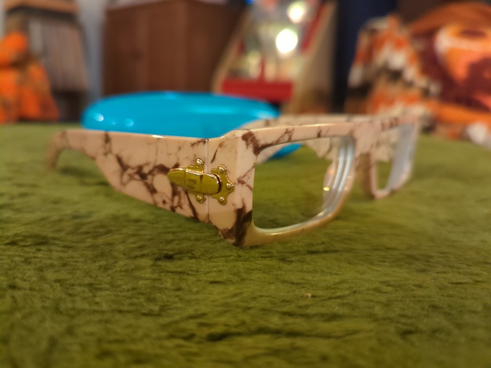Unknown Designer Frames White “Marble” Plastic Vintage Style Glasses