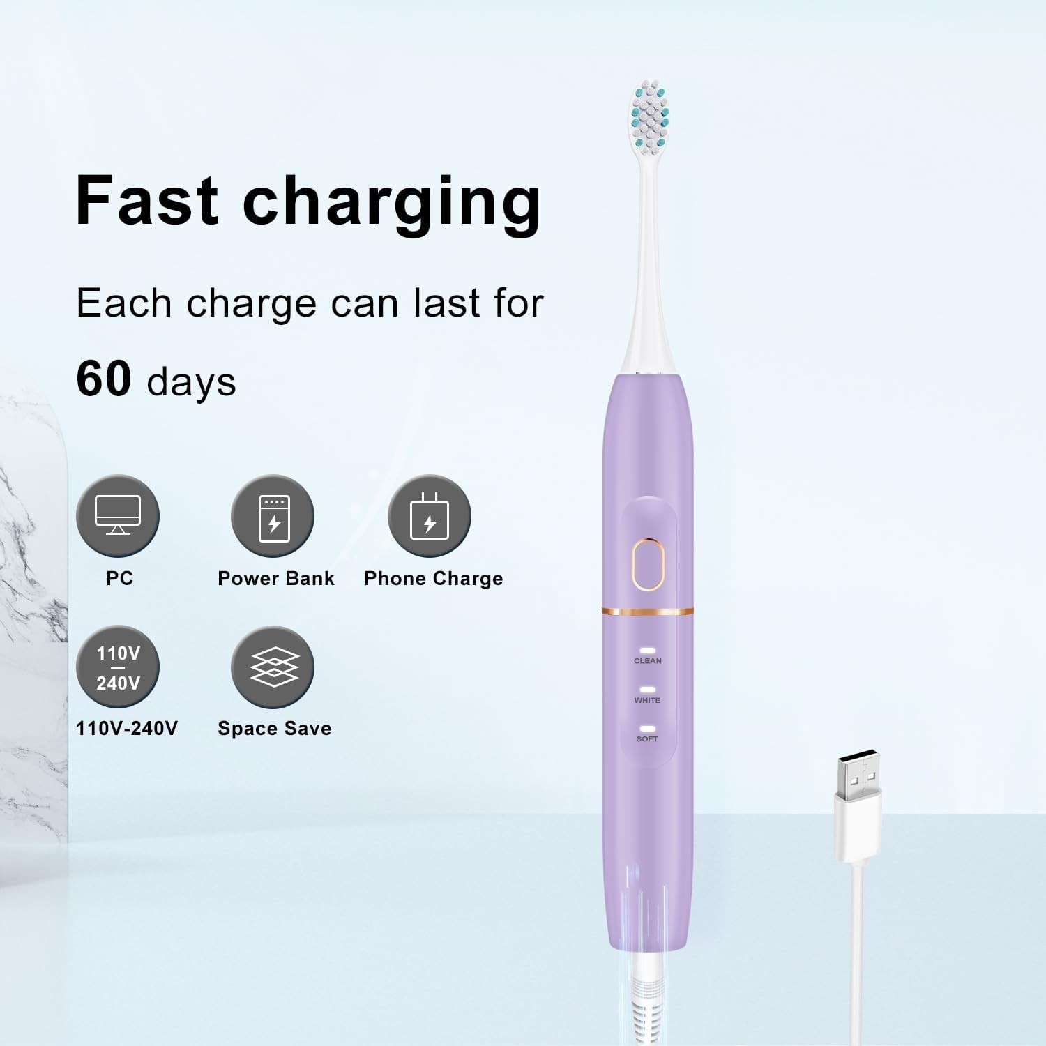 Electric Toothbrush Set Comes W/ 8 Brush Heads & Travel Case,4 Modes W/ 2
