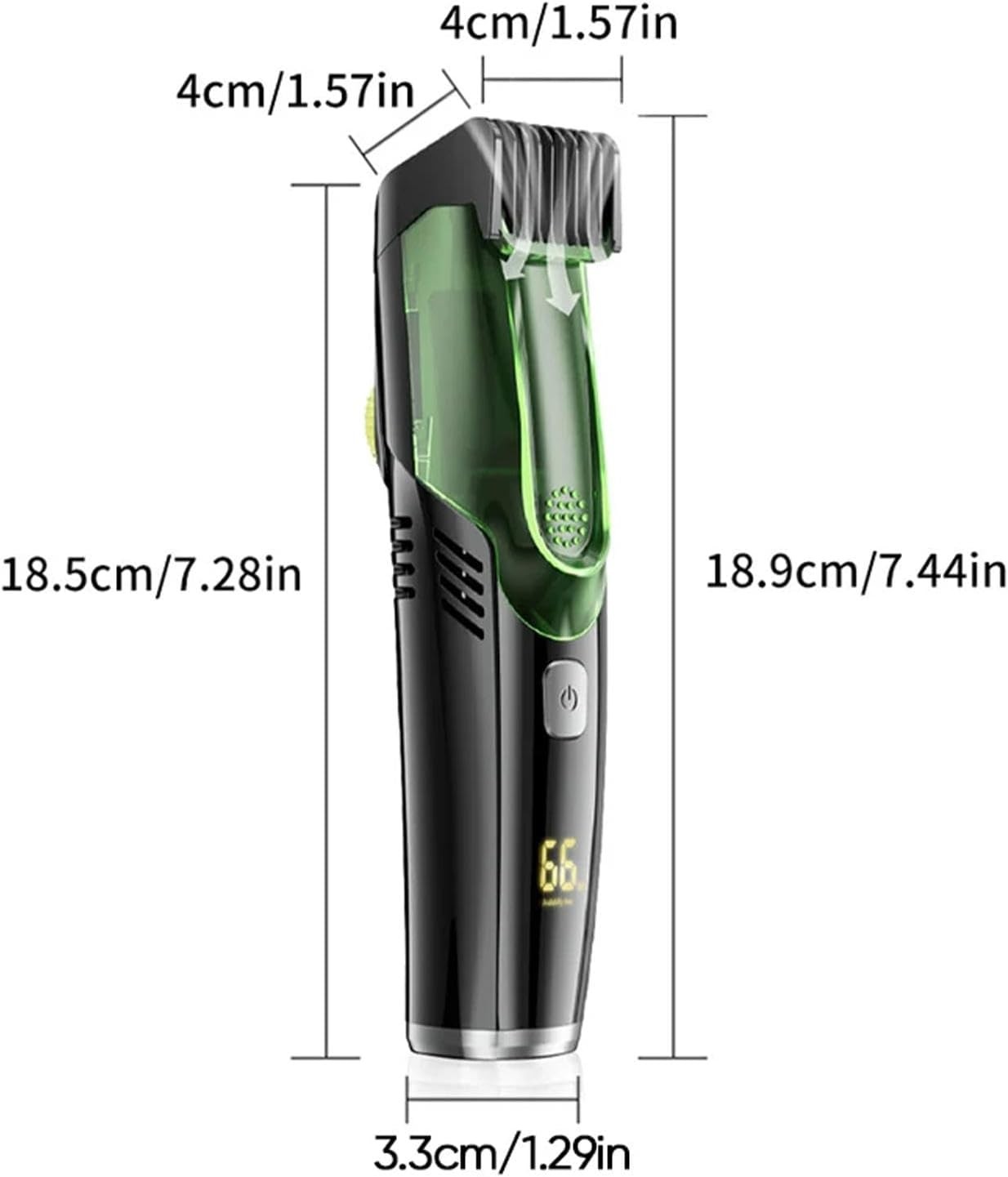 Vacuum Beard Trimmer, Facial Hair Groomer, IPX6 Waterproof, 2 Detachable Combs