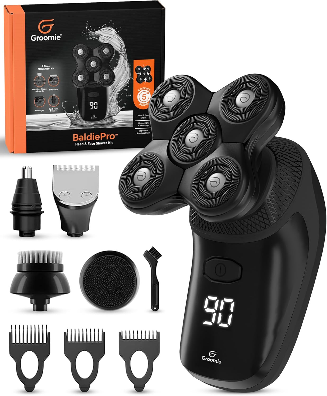 Groomie Cordless Bald Head Shavers for Men, Baldiepro Head Grooming Kit – Ergono