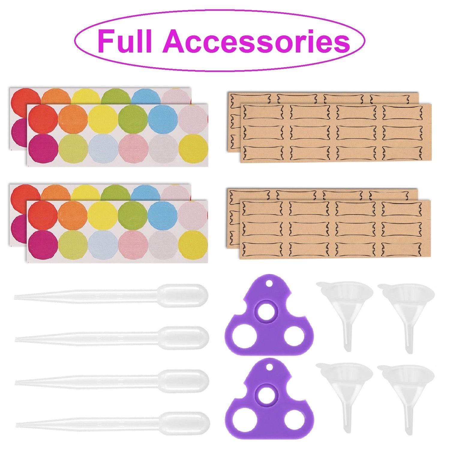 Complete Essential Oil Roller Bottle Kit – 24 Amber 5ml Bottles with Labels