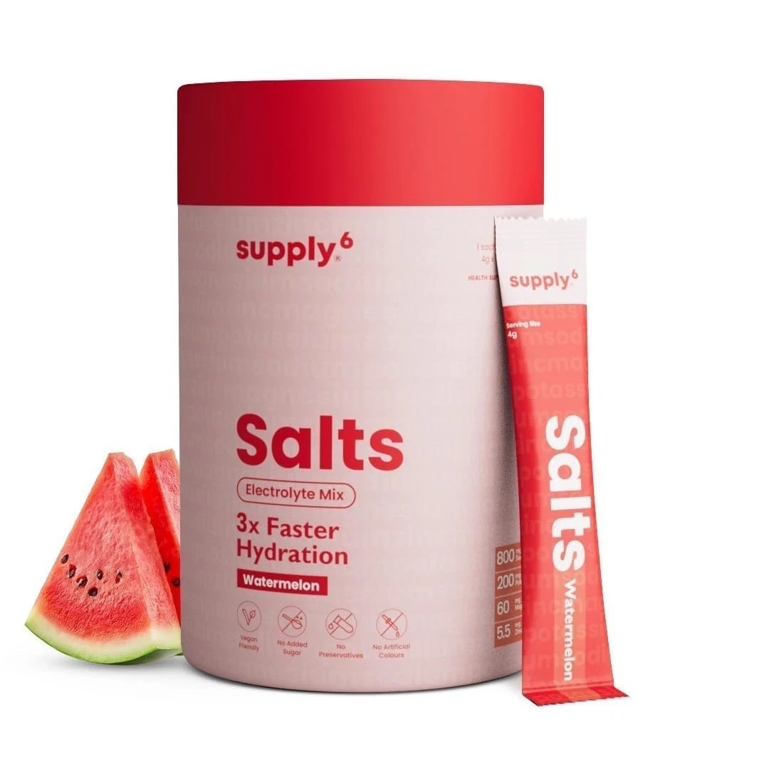 Supply6 Salts | Electrolyte Mix | Zero Added Sugar, (18 Servings, Watermelon)