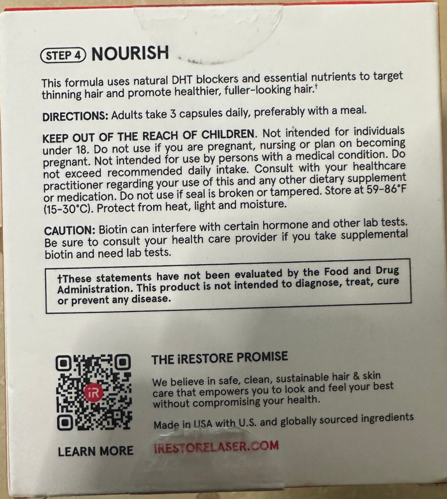 iRestore Hair Growth Formula – Natural DHT Blockers – 90 vegan caps