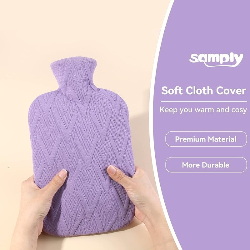 Durable Hot Water Bottle Premium Soft Cover Aches Pain Relief & Warmth New