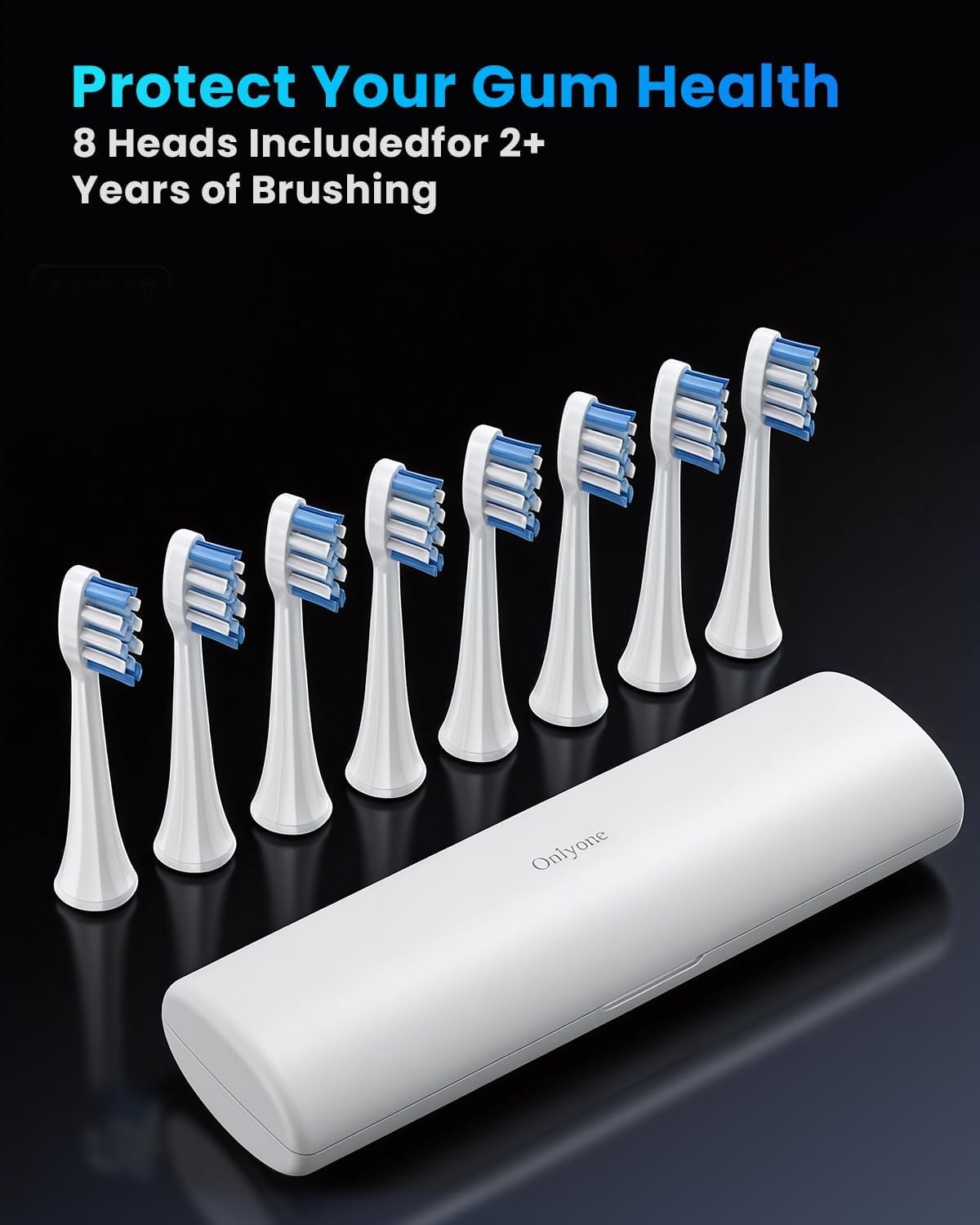 Onlyone Electric Toothbrush for Adults, 5 Modes, 8 Brush Heads, White