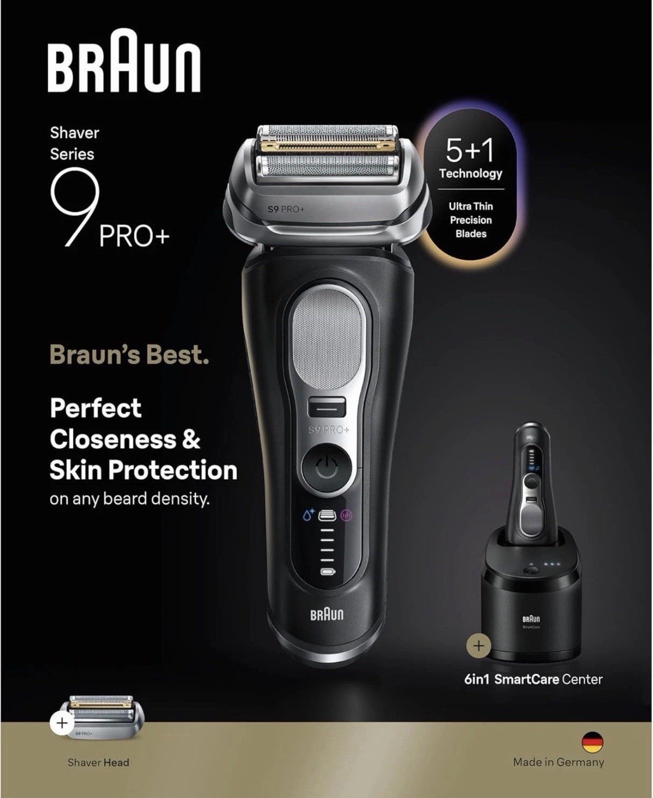 Braun Series 9 PRO+ 9660CCPS Electric Shaver Wet Dry SmartCare Dock Open Box