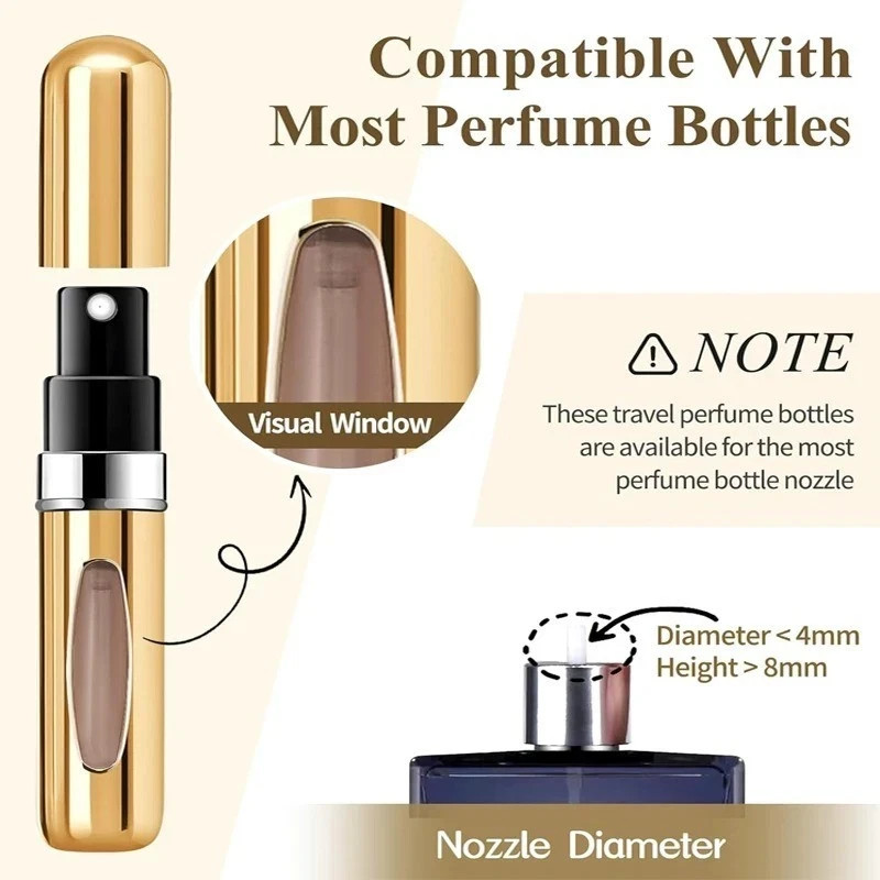 4Pcs 5ml Empty Refillable Perfume Atomizer Aluminum Spray Bottle Travel Mini