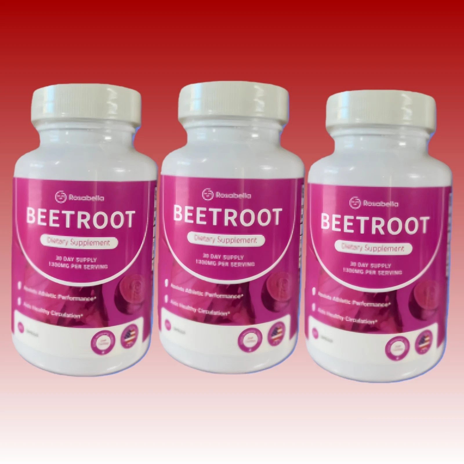 3 Pack Organic Beet Root Capsules – Nitric Oxide Booster, Blood Pressure Support