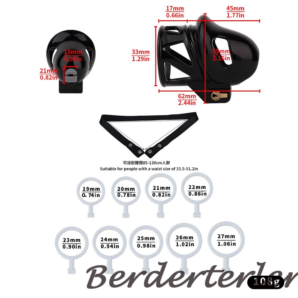 ABS / Stainless Steel Constraint Cages Head Breathable Chastity Lock With Belt