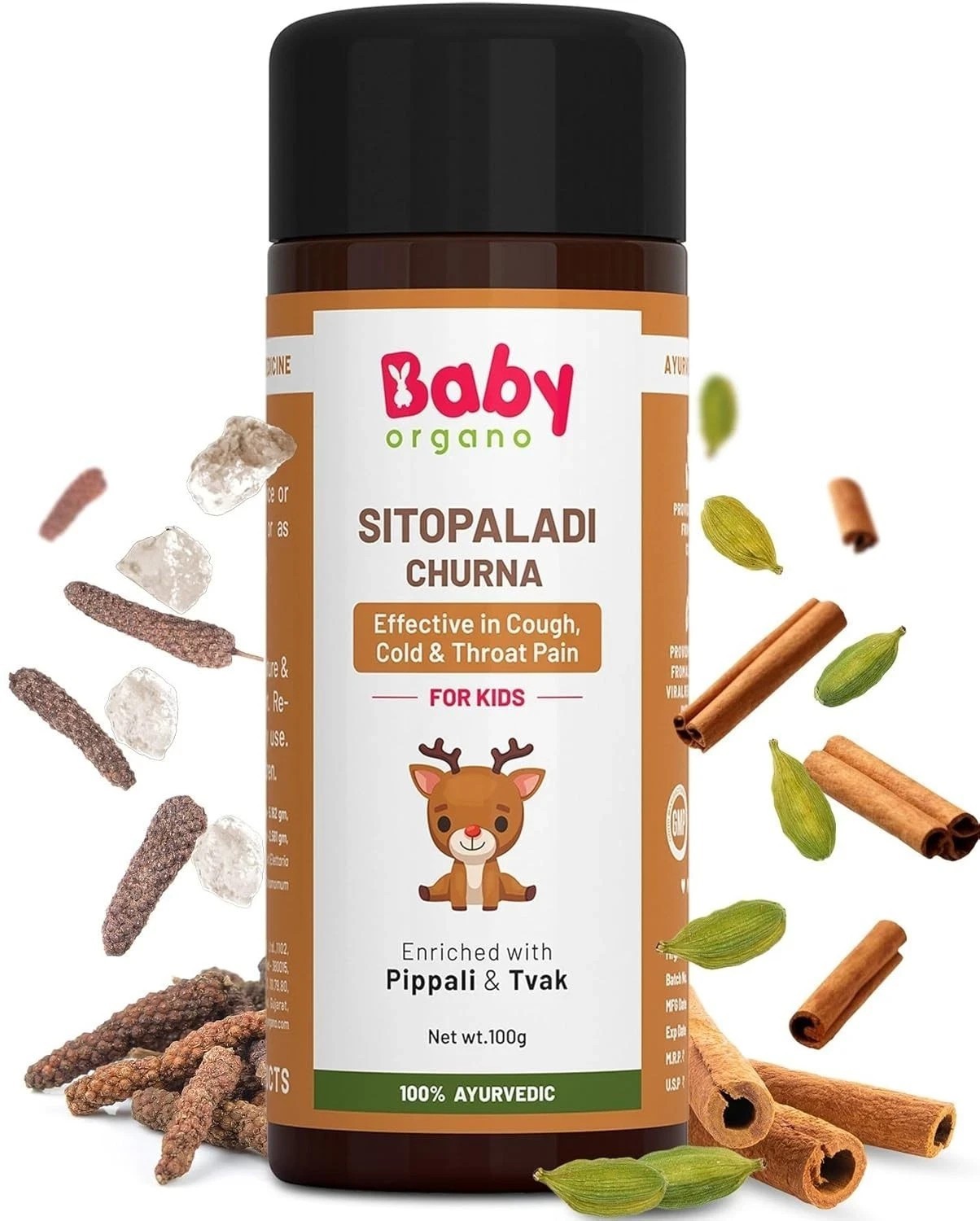 Babyorgano Sitopaladi Churna for Cough Cold, Sore Throat & Digestive Wellness